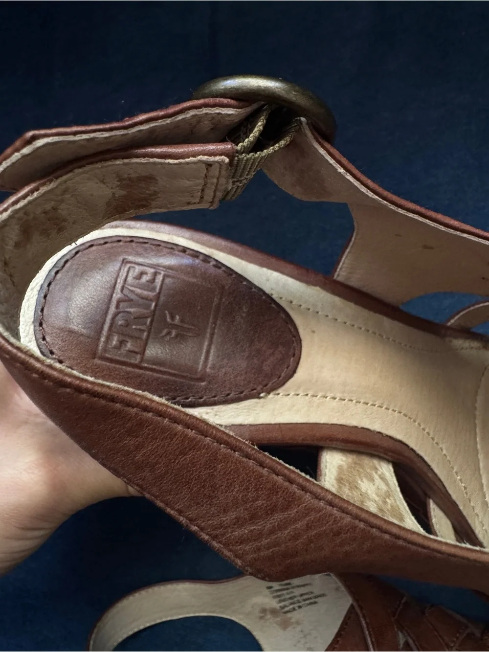 Frye 'Corrina Strappy' Dark Brown Wedge Size 8M